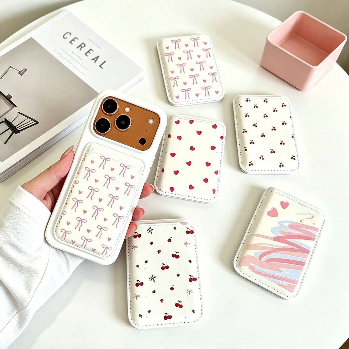 Luxury Magnetic PU White Leather ID Card Holder - Coverify