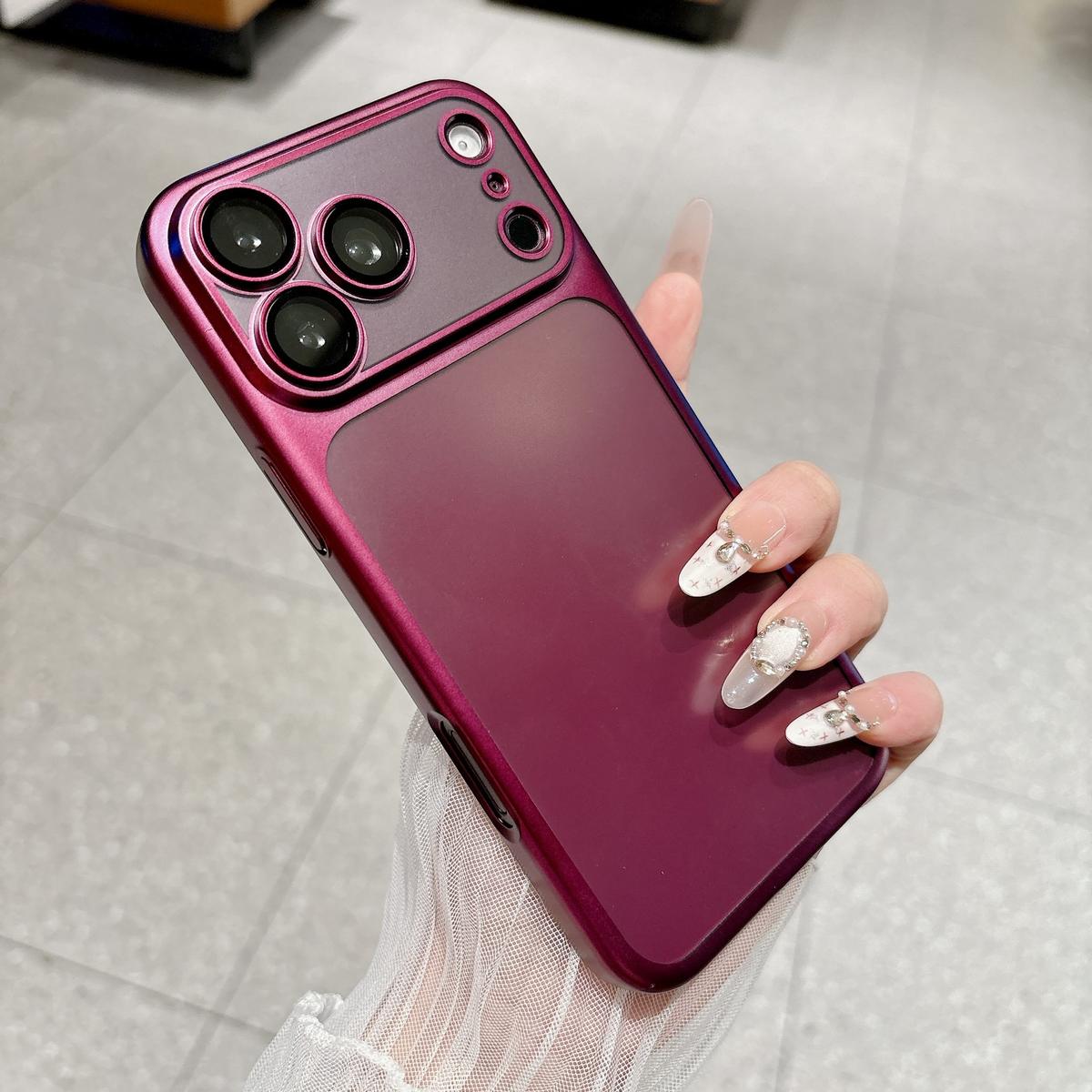 Luxury Frosted Matte Translucent iPhone Case - Burgundy - 18 Pro/18 Pro Max
