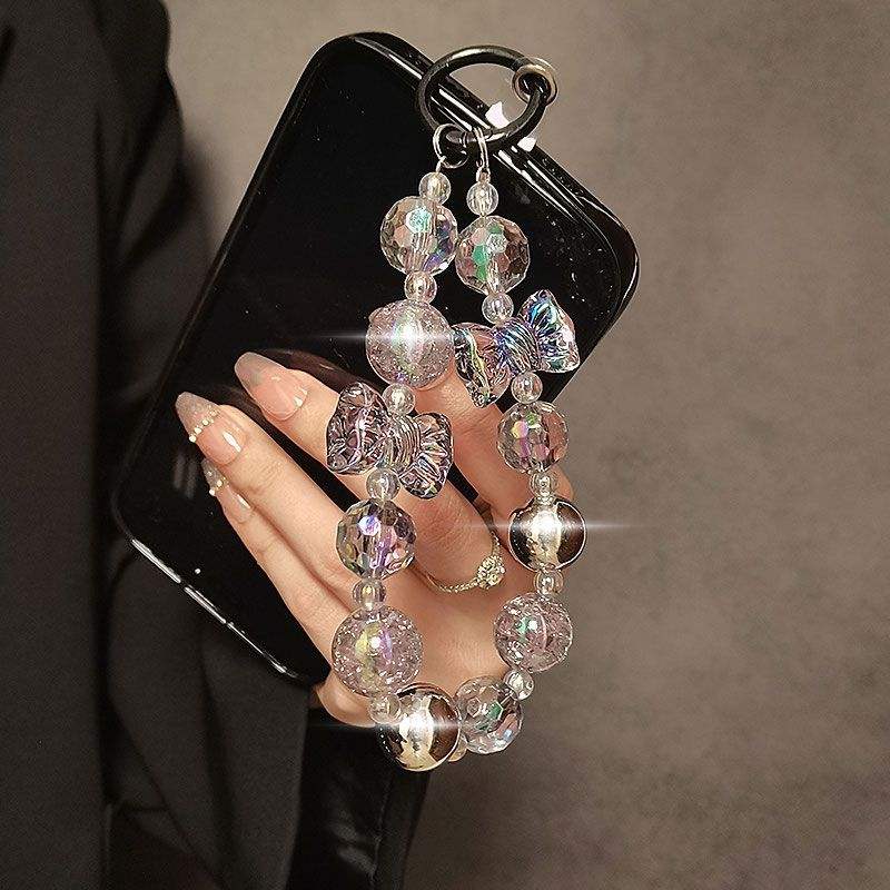Luxury Transparent Iridescent Crystal 3D Bow Silver Beads Charm - Coverify