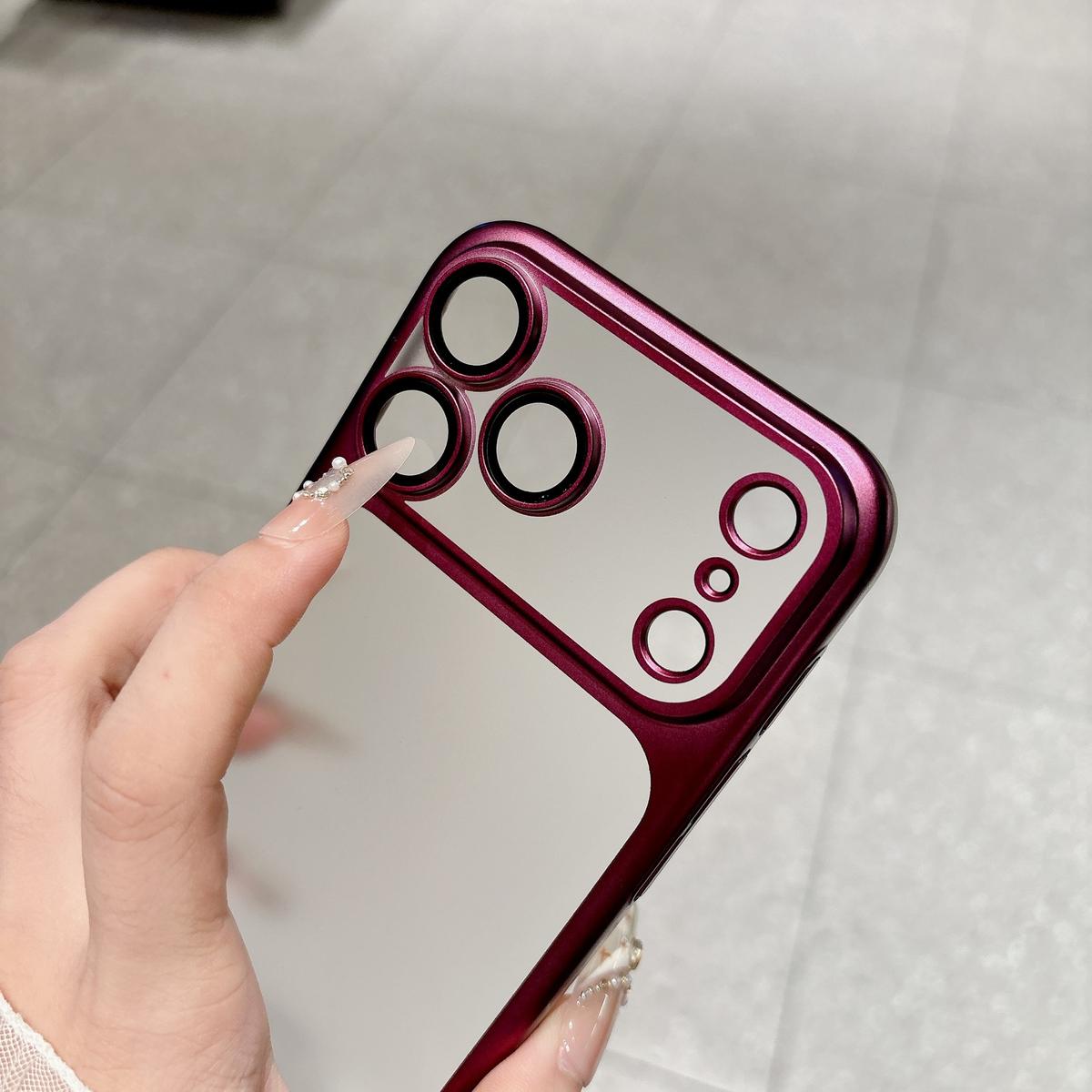 Luxury Frosted Matte Translucent iPhone Case - Burgundy - 18 Pro/18 Pro Max