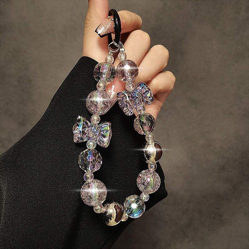 Luxury Transparent Iridescent Crystal 3D Bow Silver Beads Charm - Coverify