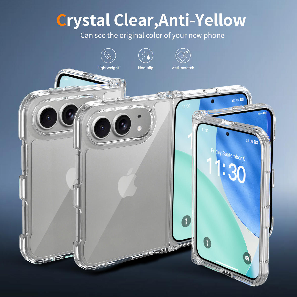 iPhone 18 Duo Fold Shockproof Transparent Anti Yellow PC Case - Coverify
