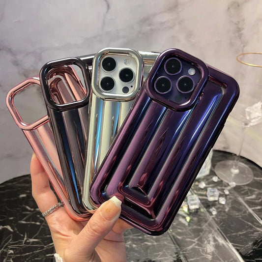 Electroplated 3D Stripe Soft iPhone Case